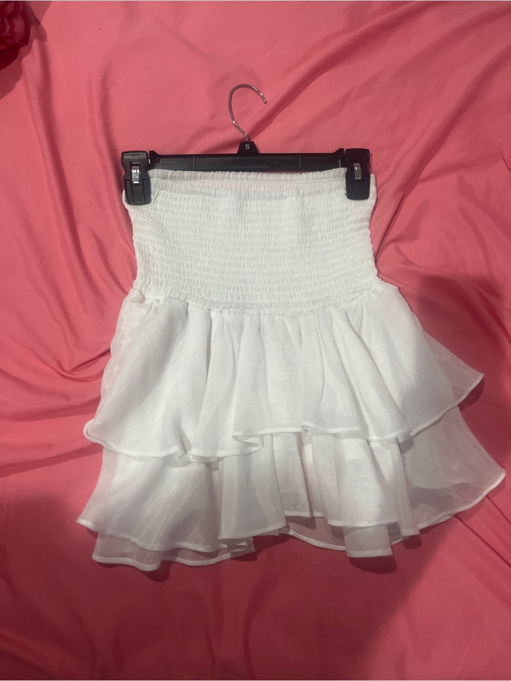 White Tiered Ruffle Mini Skirt